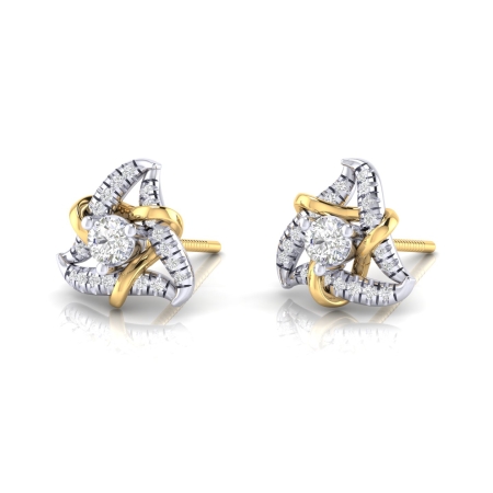 Office Solitaire Plus Solitaire Earrings Studded in 18KT GOLD For her-EF3011