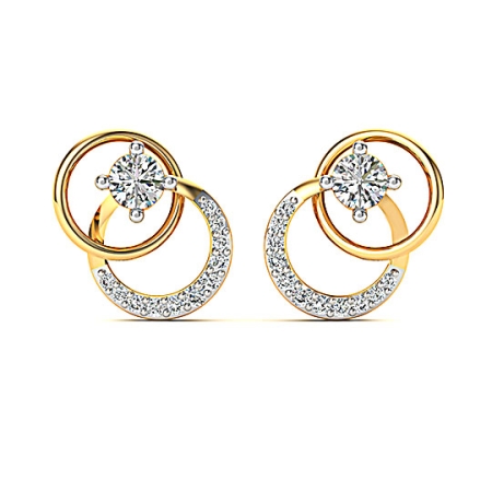 Evening Wear Solitaire Plus Wear Solitaire Earrings Studded in 18KT GOLD For her-EF3023