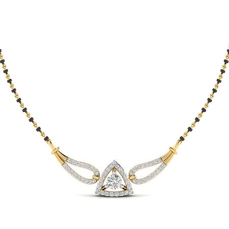 Occasional Fashion Wear Solitaire Mangalsutra Studded in 18KT GOLD For her-MF3005