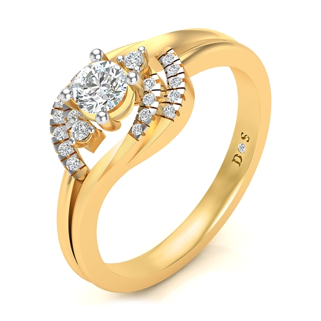 Office Wear Contemporary Wear Solitaire Rings Studded in 18KT GOLD For her-RF3055